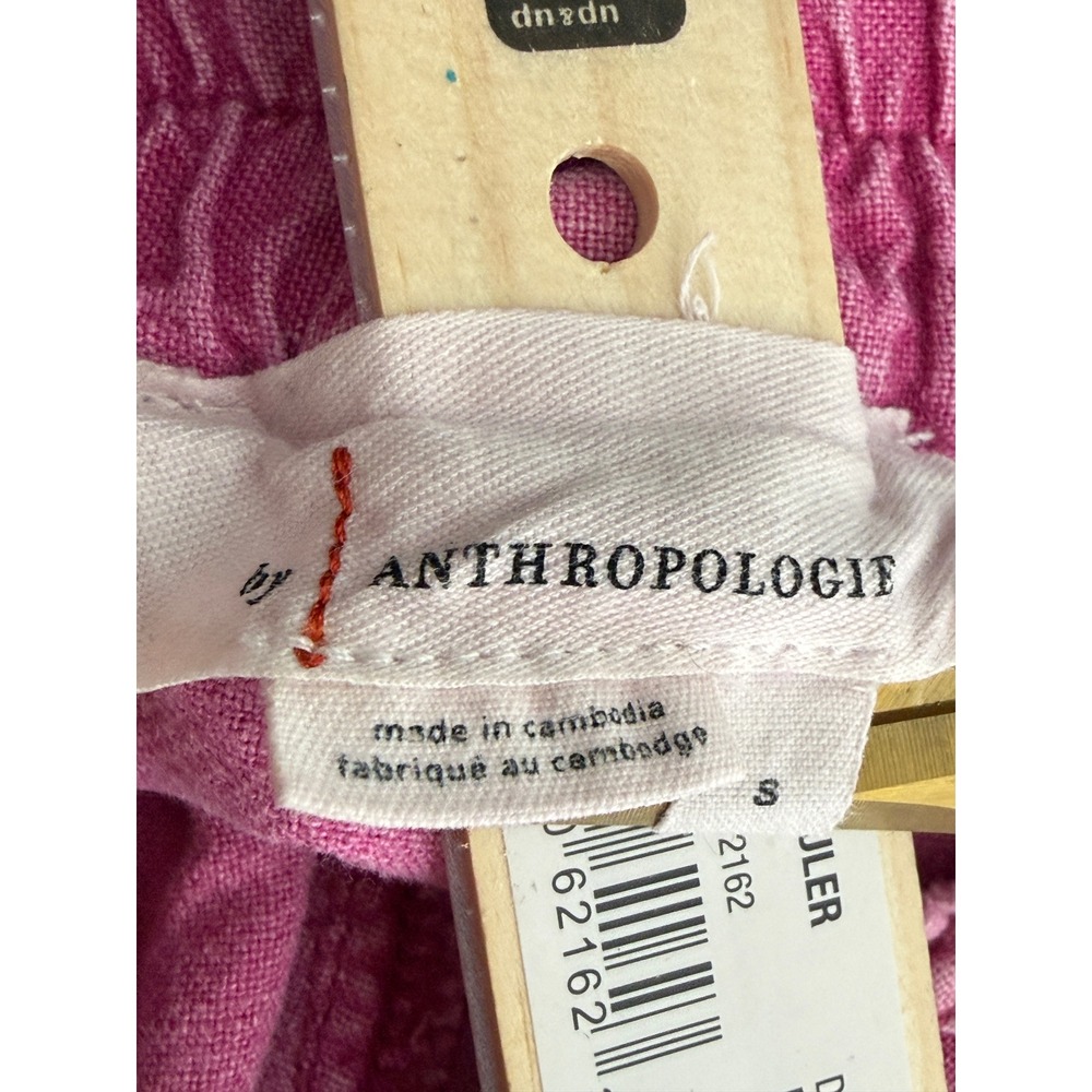 Anthropologie Pink Linen Blend Jogger Pants Acid Wash Cargo Tapered Womens S - Picture 4 of 7